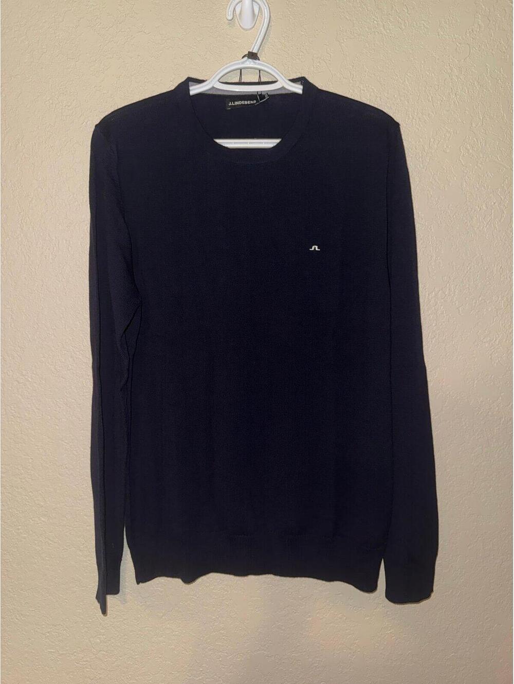 J.Lindeberg‎ 100% Merino Wool Crew Neck Sweater Men’s Navy Blue Lightweight Knit